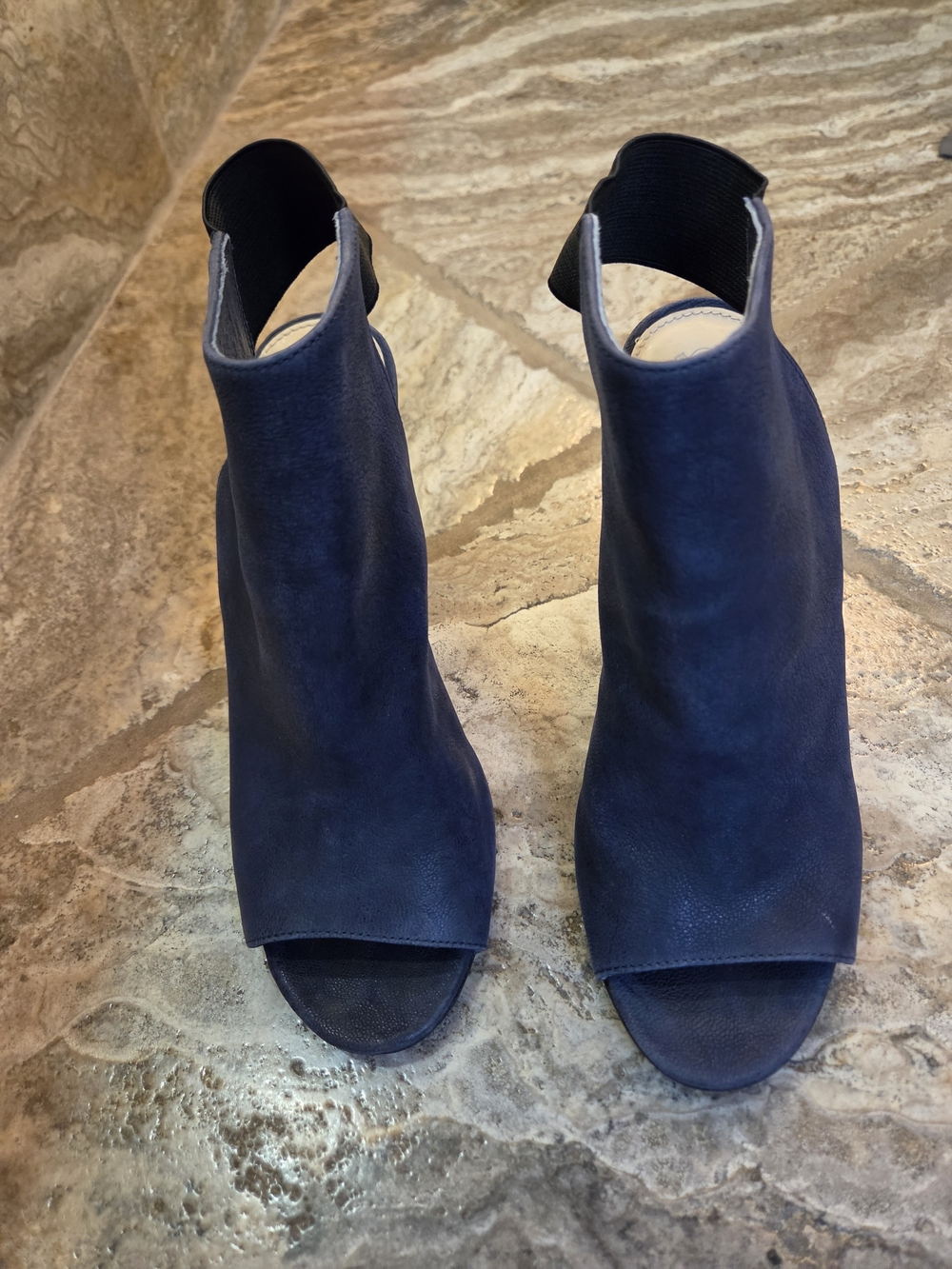 Vince Camuto Navy Blue Open-Toe Booties 8.5